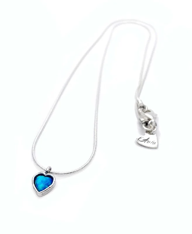 Ladies necklaces pear cut designs-Aviv Opal Heart Necklace