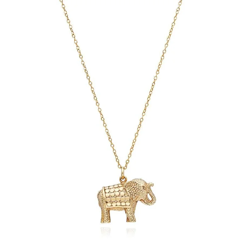 Ladies necklaces topaz vibrant designs-Anna Beck Elephant Charm Necklace - Gold