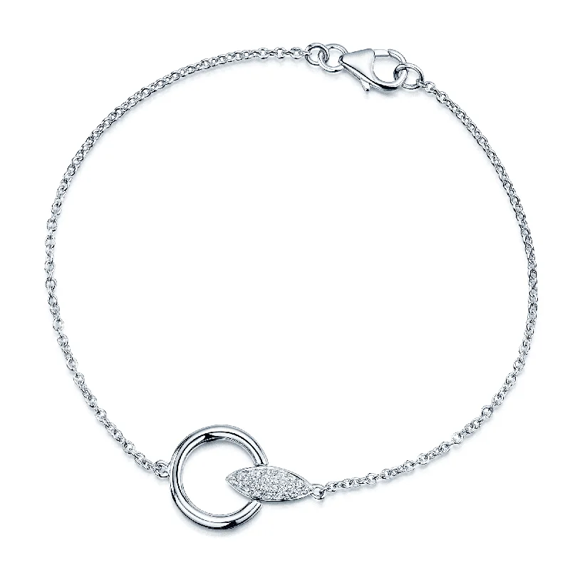 Ladies bracelets leaf shape bracelets-Ladies bracelets leaf shape bracelets-The Origin Collection 18ct White Gold Pave Diamond Seed Drop Circle Bracelet