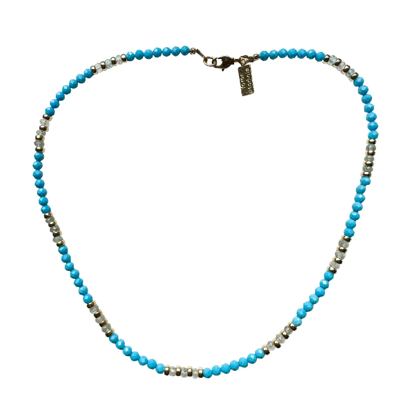 Ladies necklaces ethnic pattern designs-Yaron Morhaim Gold Turquoise Necklace