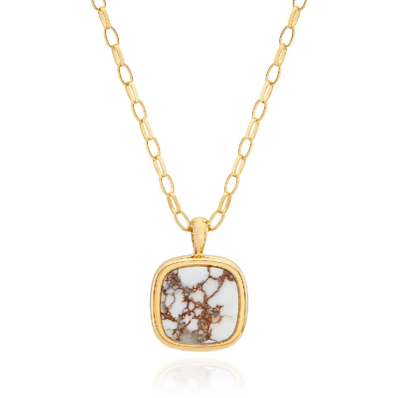 Ladies necklaces famous designer labels-Anna Beck Gold Vermeil White Buffalo Turquoise Pendant Necklace