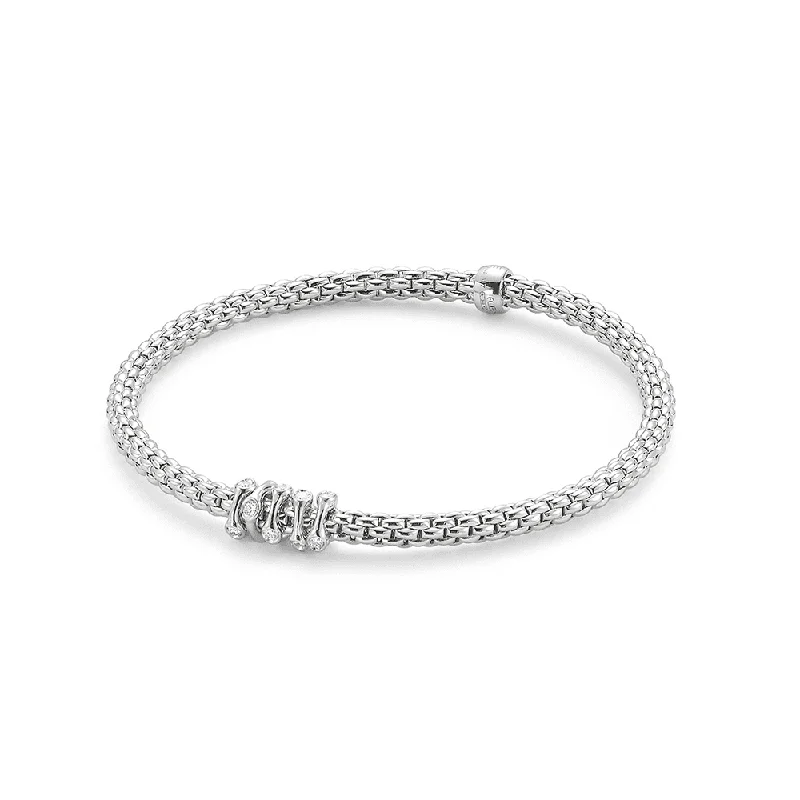 Ladies bracelets Mother’s Day treasures-Ladies bracelets Mother’s Day treasures-Prima 18ct White Gold Bracelet With Five Diamond Set Rondels