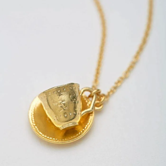 Ladies necklaces asymmetrical design picks-Alex Monroe Teacup and Saucer Necklace