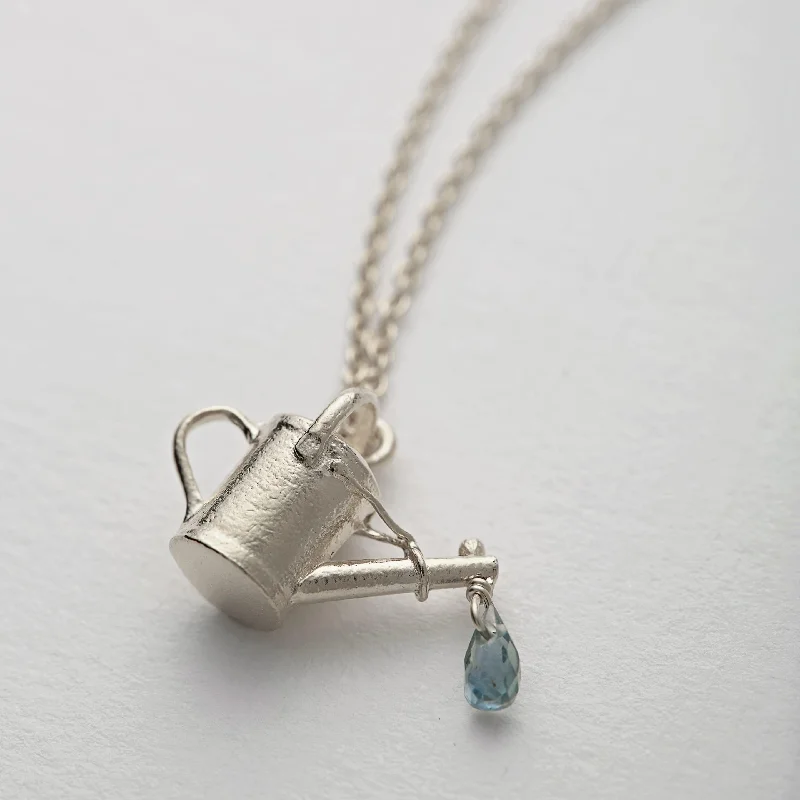 Ladies necklaces mixed cut necklaces-Alex Monroe Silver Watering Can Necklace