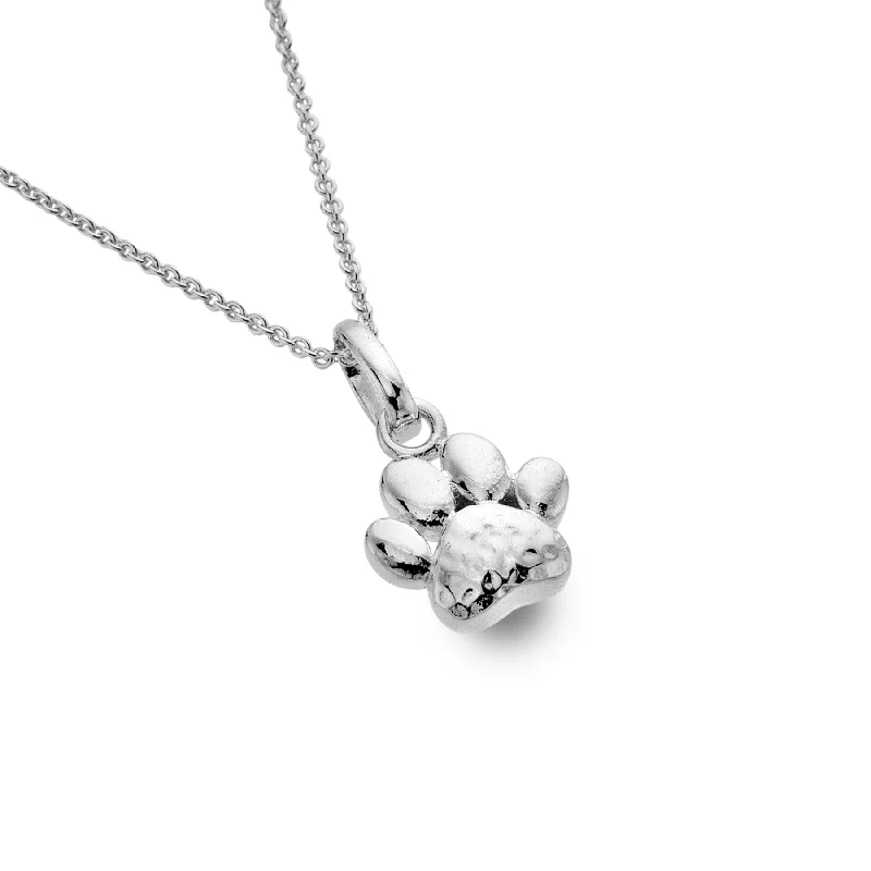 Ladies necklaces engraved name pendants-Sea Gems Sterling Silver Dog Paw Pendant Necklace