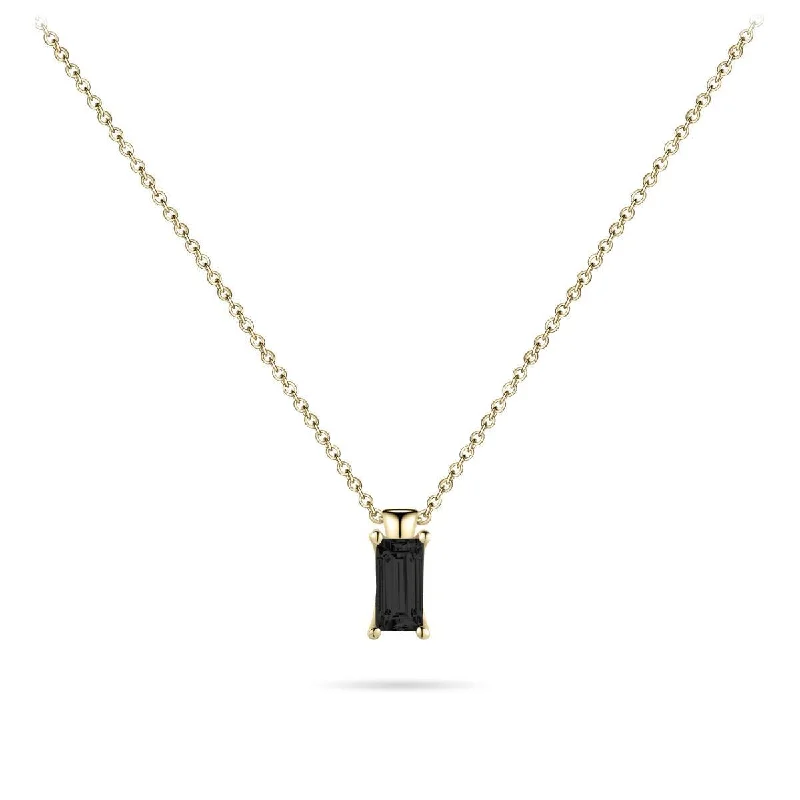 Ladies necklaces expressionist designs-Gold Vermeil Silver Black Solitaire Baguette Pendant Necklace