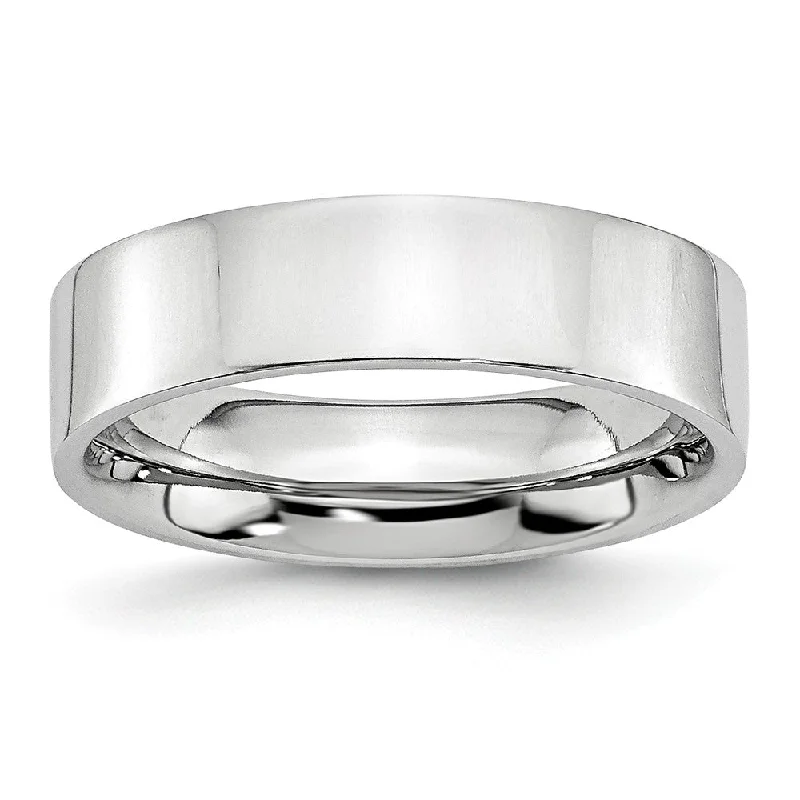 Ladies rings multi-tier styles-6mm Cobalt Polished Flat Standard Fit Band