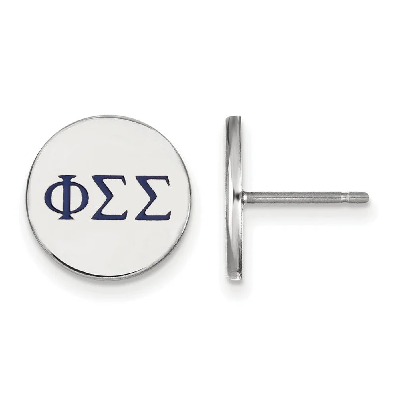 Ladies earrings special occasion designs-Sterling Silver Phi Sigma Sigma Enamel Greek Letters Post Earrings