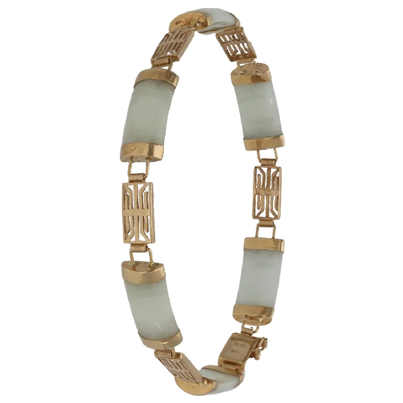 Ladies bracelets comfort fit designs-Ladies bracelets comfort fit designs-9ct Gold Jade Fancy Bracelet