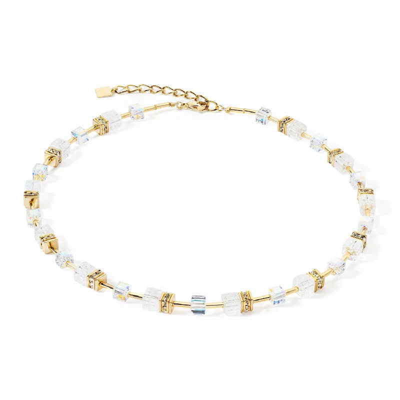 Ladies necklaces subtle beauty designs-Coeur De Lion GeoCUBE® Iconic Nature Gold and White Necklace