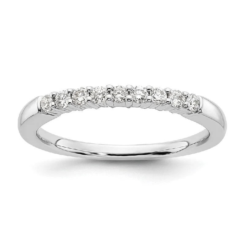 Ladies rings pearl inlay styles-14K White Gold 1/5 to 3/4 Ctw Lab Created Diamond 9-Stone Tapered Band