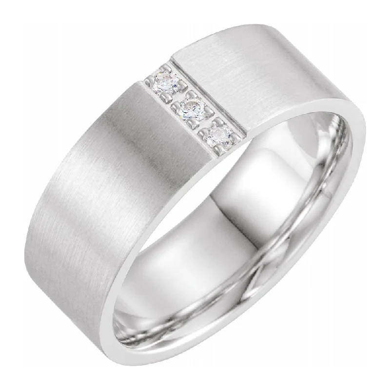 Ladies rings African motif rings-8mm Platinum 1/10 CTW Diamond Satin Comfort Fit Flat Band