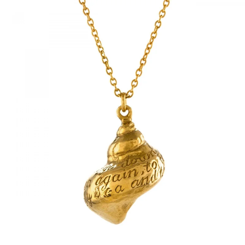 Ladies necklaces oversized bold necklaces-Alex Monroe Engraved Shell Necklace - 22ct Gold Plate