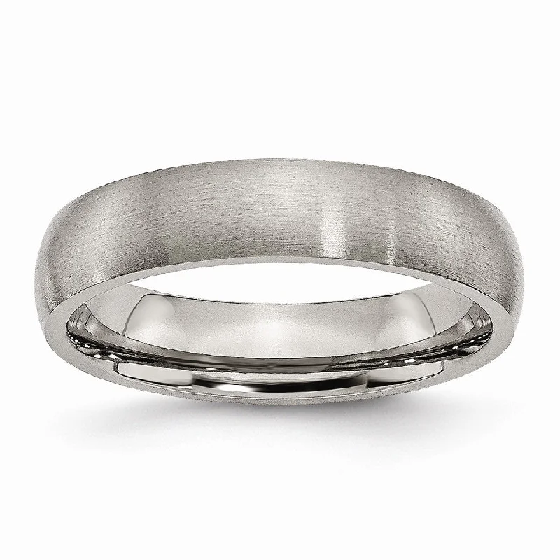 Ladies rings polished shiny styles-Titanium 5mm Brushed Domed Comfort Fit Band