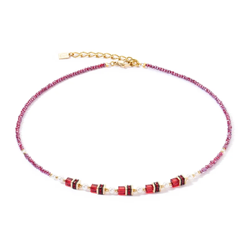 Ladies necklaces understated elegance styles-Coeur De Lion Sparkling Princess Gold Red Necklace