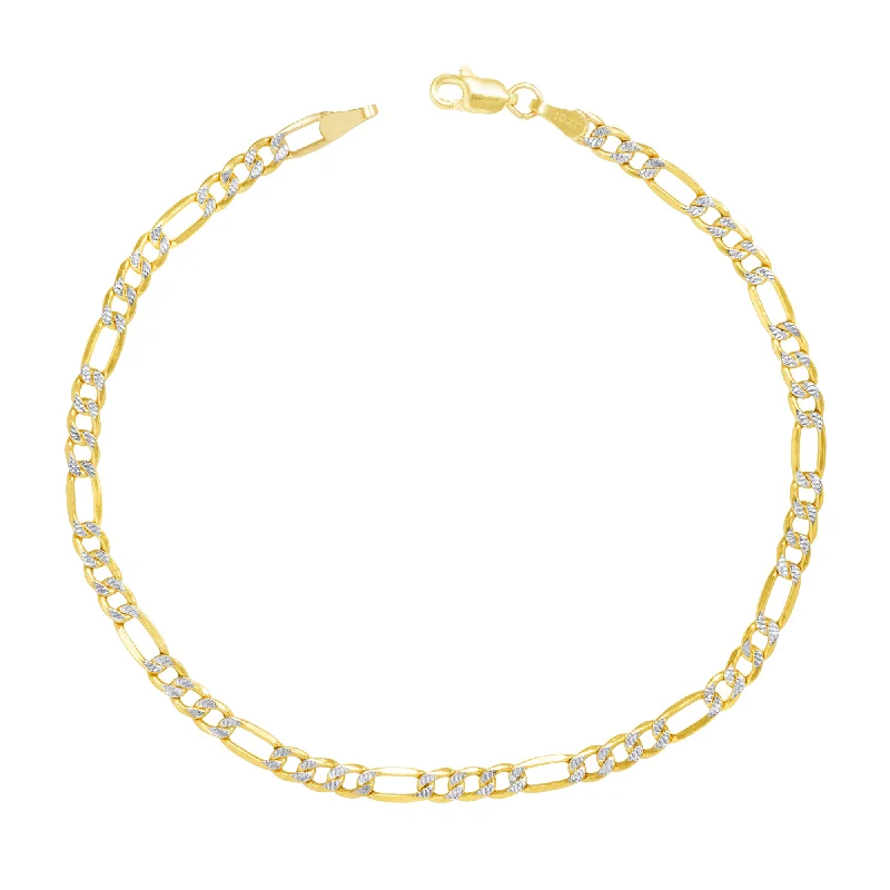 Ladies bracelets vintage modern designs-Ladies bracelets vintage modern designs-Solid Two-Tone Figaro Anklet Bracelet (14K)