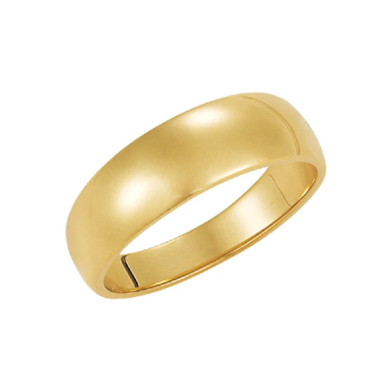 Ladies rings flat band rings-6mm Half Round Tapered Wedding Band in 10k Yellow Gold