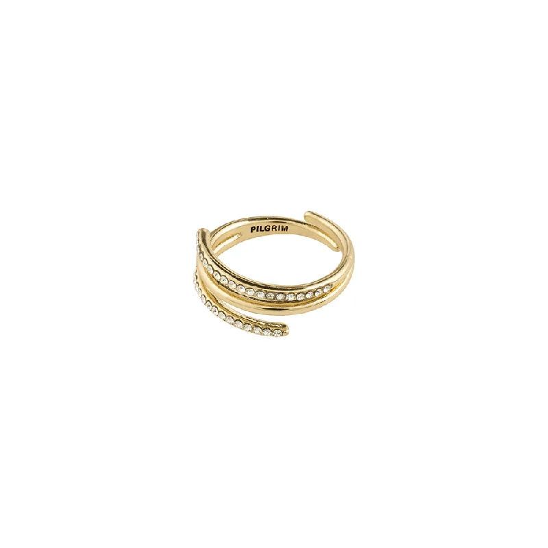 Ladies rings classic vintage looks-Serenity Gold Plated Crystal Ring