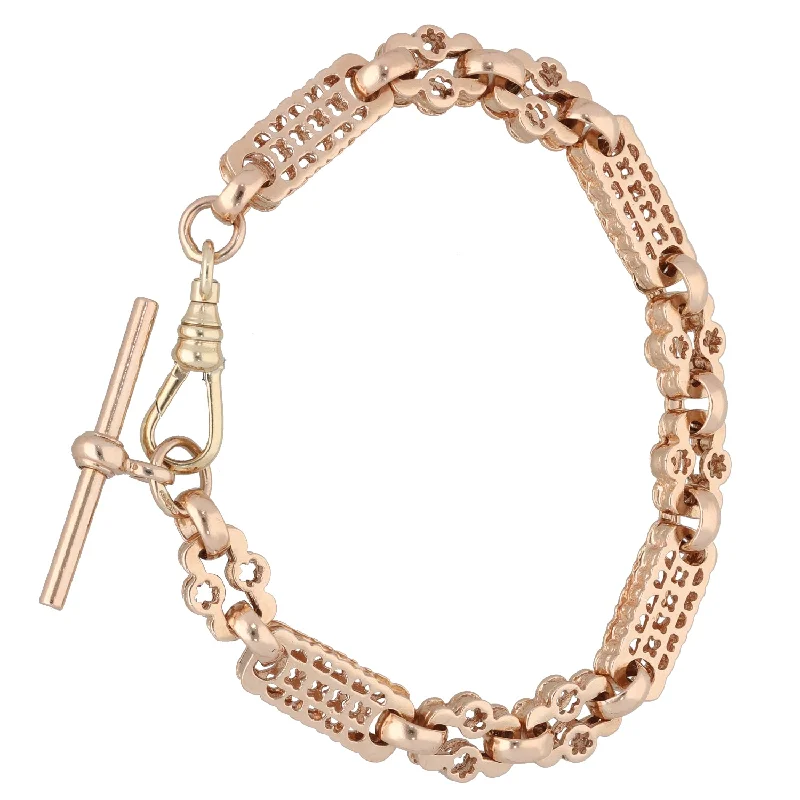 Ladies bracelets channel set bracelets-Ladies bracelets channel set bracelets-9ct Rose Gold Stars & Bars Bracelet