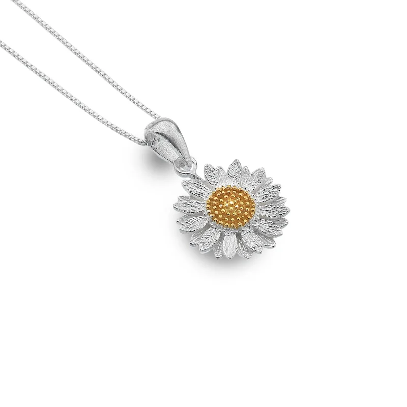 Ladies necklaces salt-and-pepper designs-Sea Gems Sterling Silver Sunflower Necklace