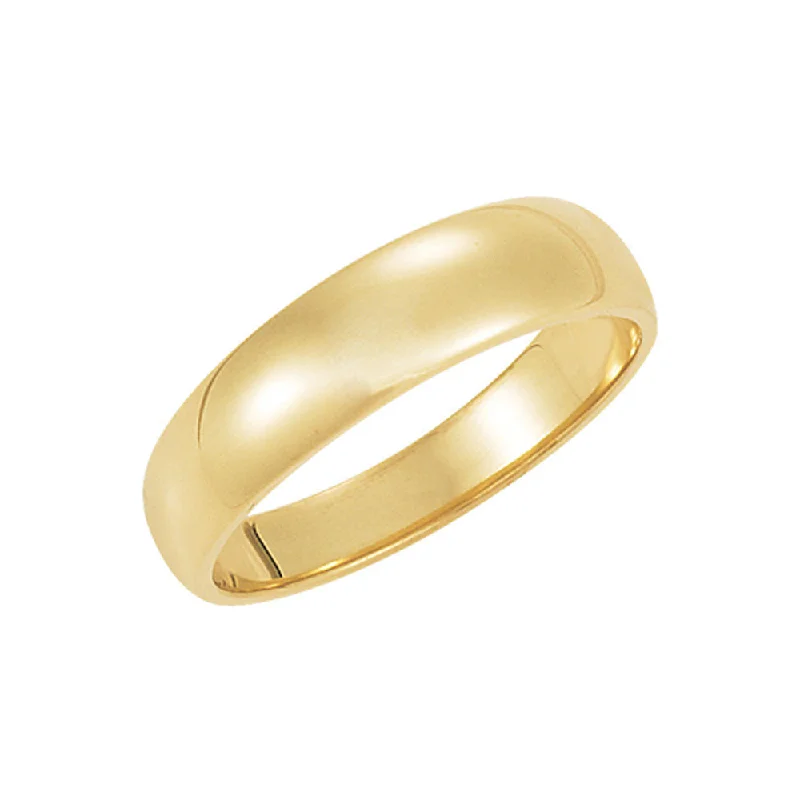 Ladies rings etched pattern styles-5mm Half Round Tapered Wedding Band in 10k Yellow Gold