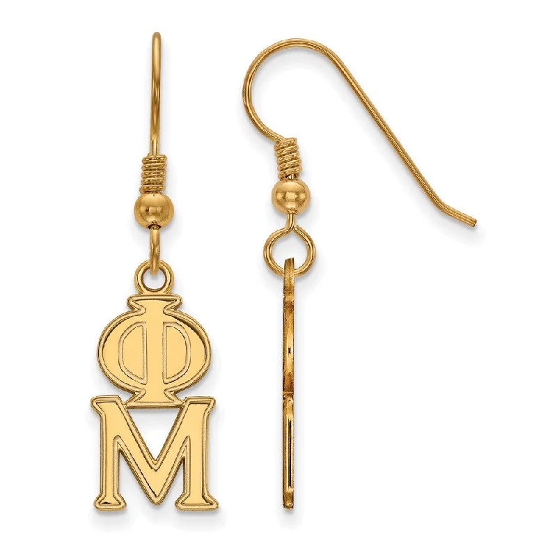 Ladies earrings bespoke jewelry picks-14K Plated Silver Phi Mu Dangle Small Earrings