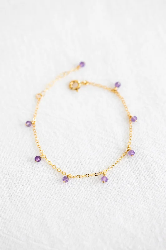 Ladies bracelets opal shimmering designs-Ladies bracelets opal shimmering designs-Amethyst Drop Bracelet